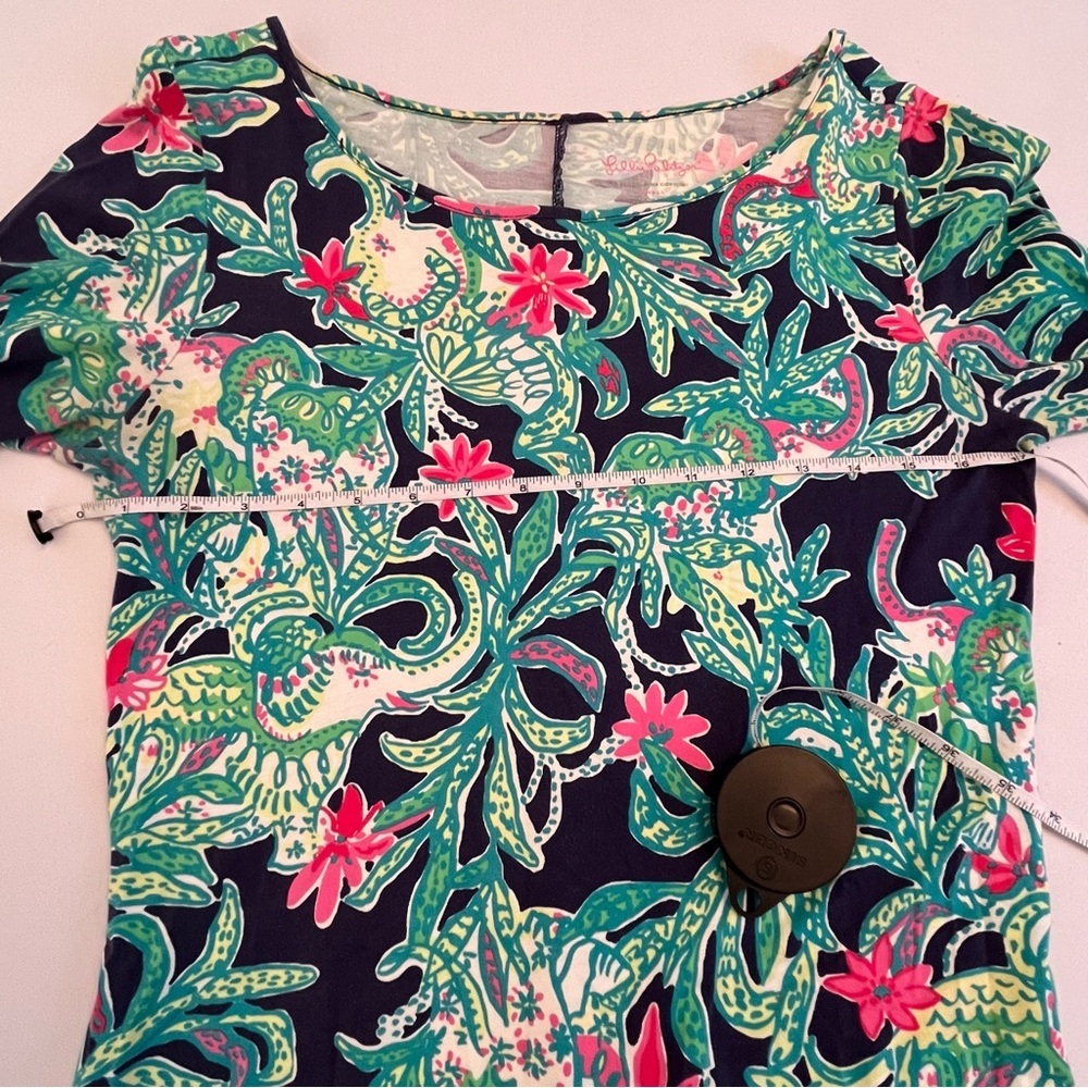 Lilly Pulitzer Marlowe Trunk in Love Elephant Navy and Pink Floral Dress Small - Picture 7 of 10
